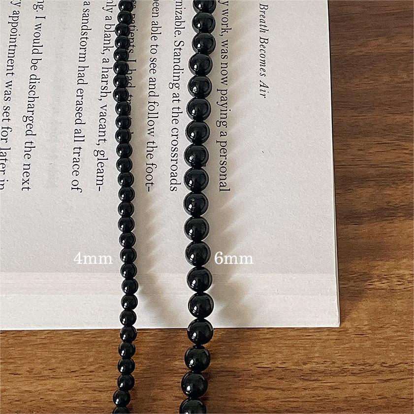 Minimalist Geometric Black Agate Pendant Necklace in 925 Sterling Silver with Rhodium Plating on Snake Chain