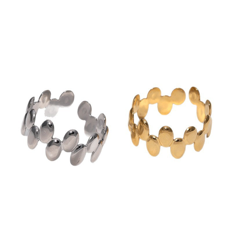 Minimalist Geometric Polka Dot Open Ring 18K Gold Plated Stainless Steel Fashion Jewelry for Women