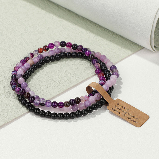 Vintage Geometric Agate Beaded Bracelet Unisex Natural Stone Jewelry