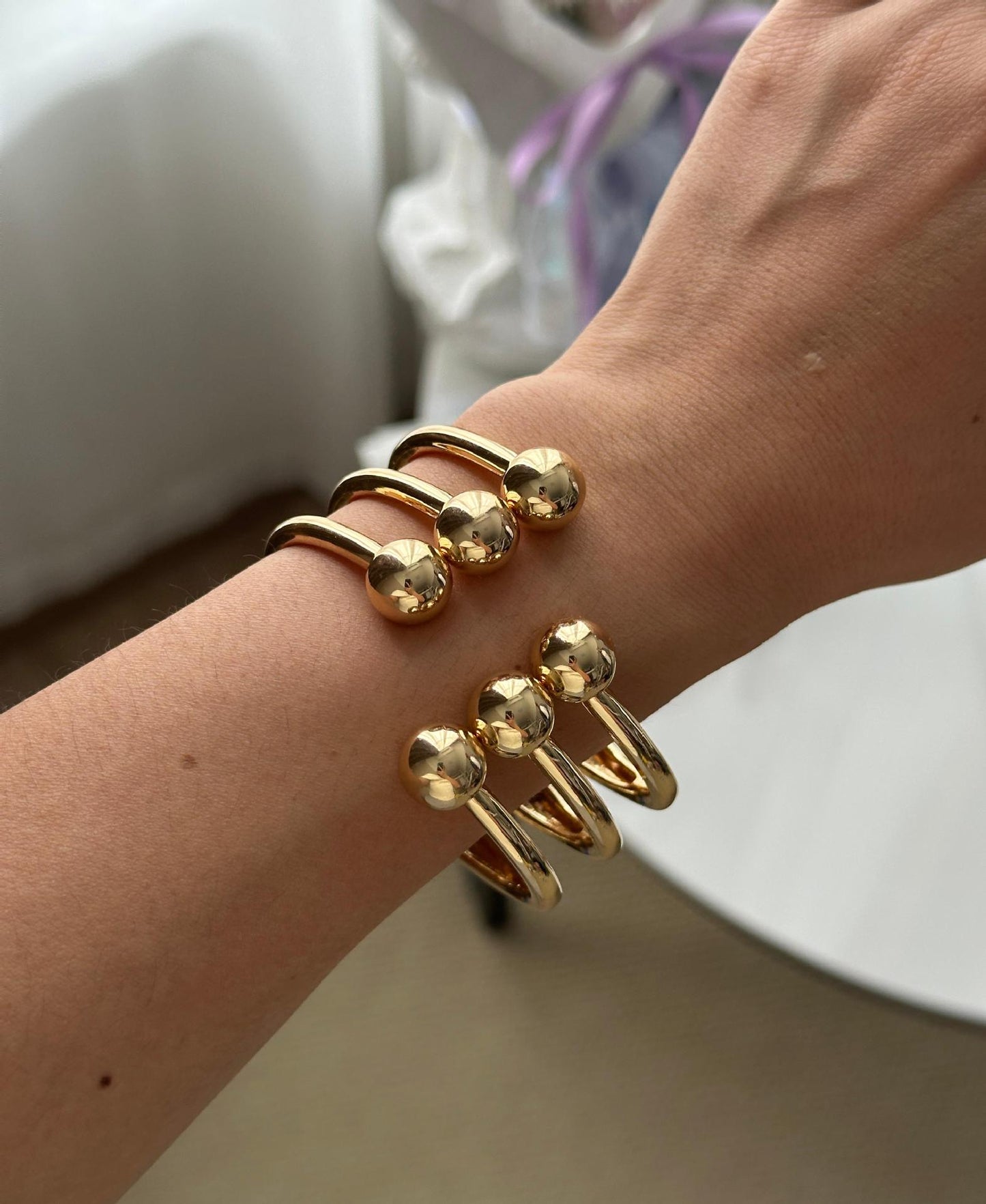 Fashion Gold Plated Alloy Round Geometric Hair Ring Set