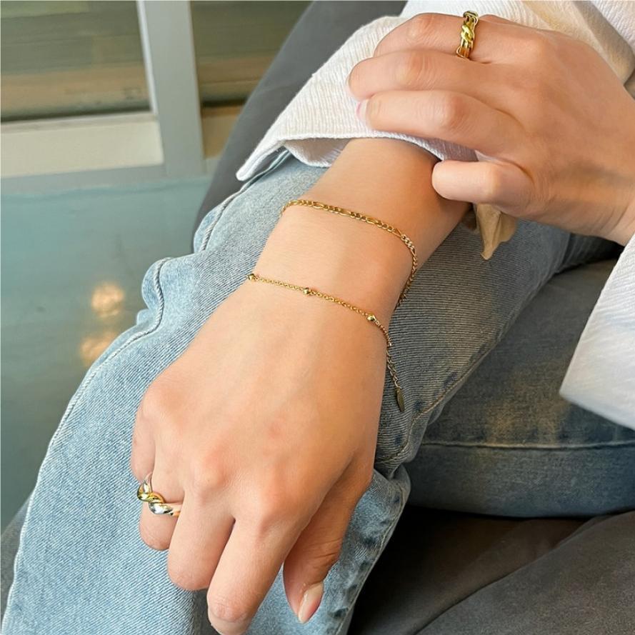 Braccialetto con catena a sfera con perline rotonde a croce, in argento Sterling 925, per donne