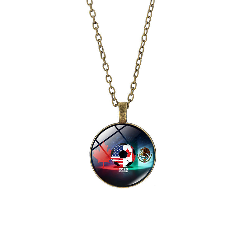 Vintage Sporty Geometric Alloy Pendant Necklace with Crystal Charm for Unisex