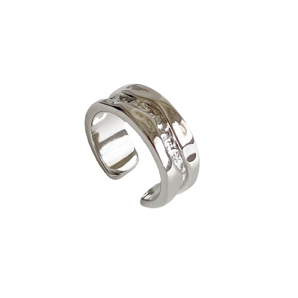 Minimalist 925 Sterling Silver Irregular River Ring for Women