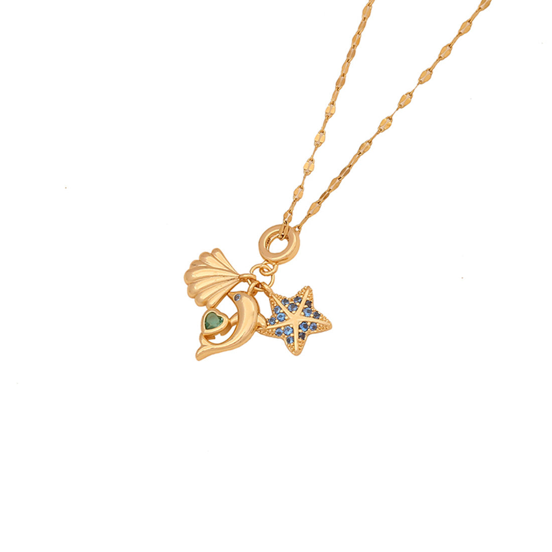 Fashionable Heart-Shaped Enamel Airplane Earth Camera Pendant Necklace in Copper for Women