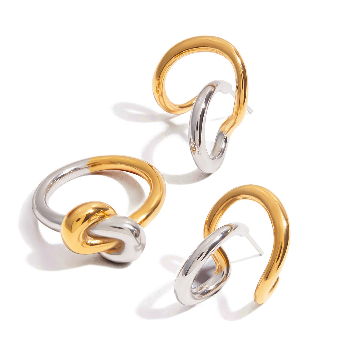 Geometric Stainless Steel Plated Ring for Women with Modern Minimalist Style and Sleek Line Detail