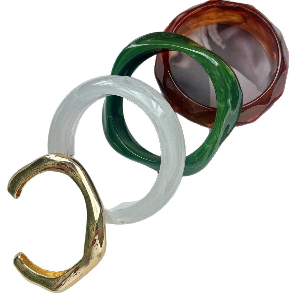 Bracciale a Polsino con Acrilico e Olio a Goccia Geometria Sfumata di Moda