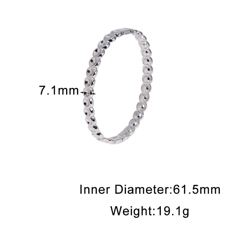 Minimalist Elegant Gold Plated Round Geometric Stainless Steel Bracelet for Women