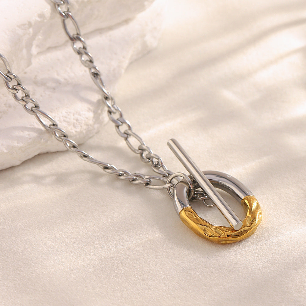 Collana Minimalista Geometrica da Donna in Acciaio Inossidabile con Placcatura in Oro 18K Chiusura OT