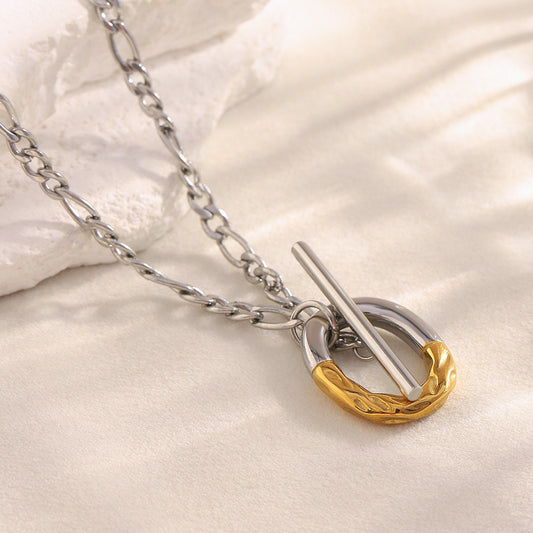 Minimalist Geometric Pendant Necklace for Women Stainless Steel with 18K Gold Plating OT Clasp