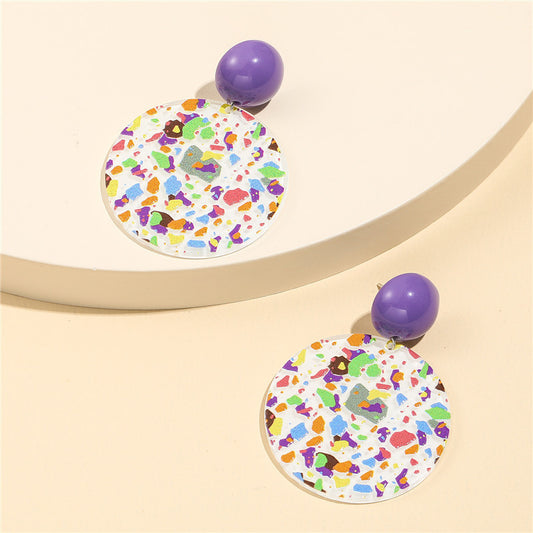 Colorful Camouflage Geometric Acrylic Earrings with 925 Sterling Silver Posts for Kids