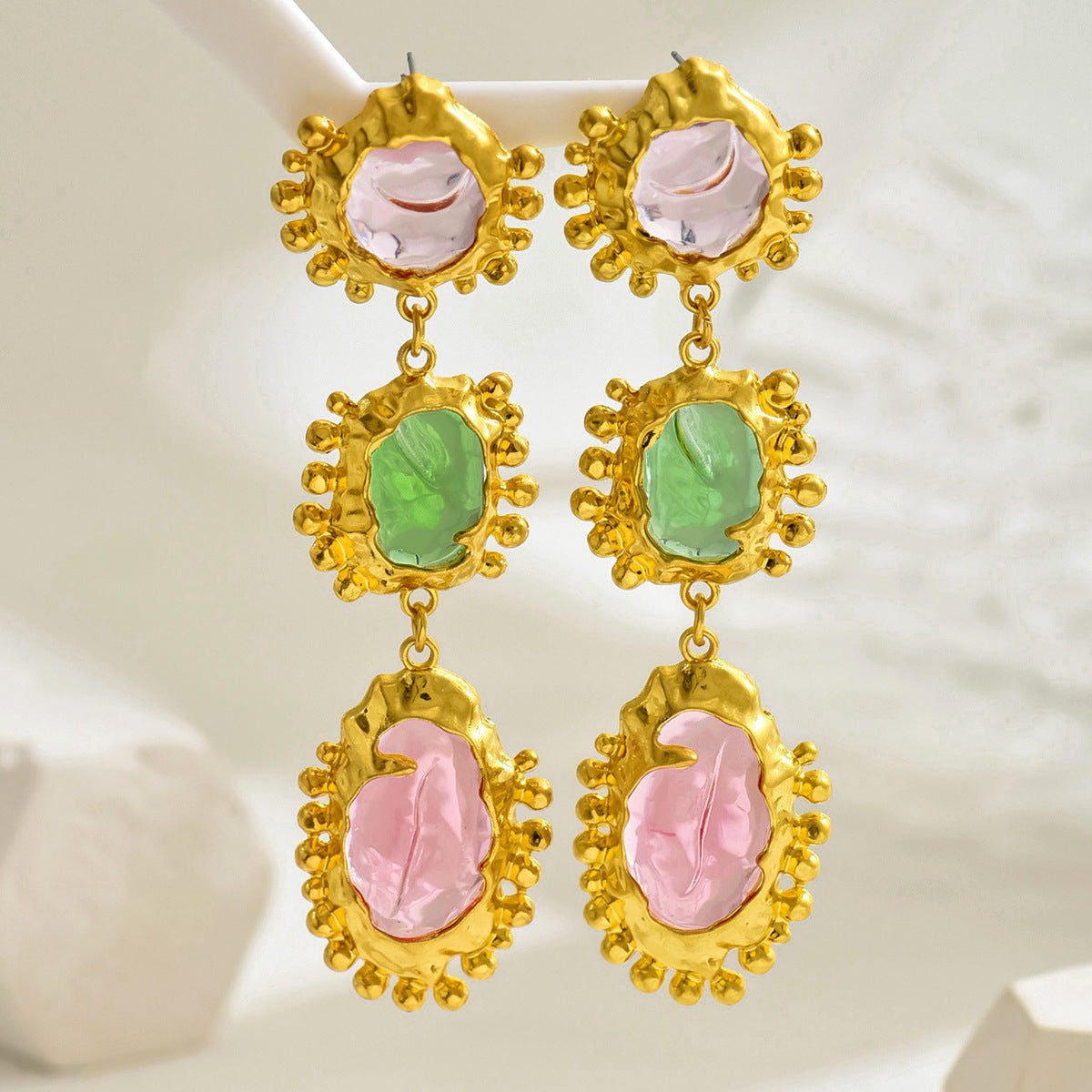 Aretes de aleación geométrica minimalista con incrustaciones de diamantes de imitación para mujer, poste de acero inoxidable, moda de uso diario