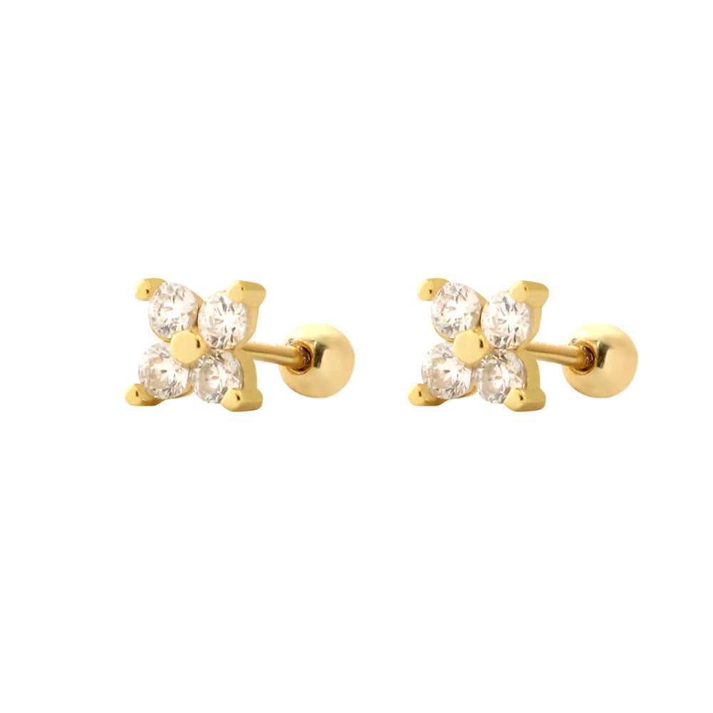 Elegante juego de joyas de plata esterlina 925 con trébol de cuatro hojas para mujer con collar, pulsera y aretes con colgante floral chapado