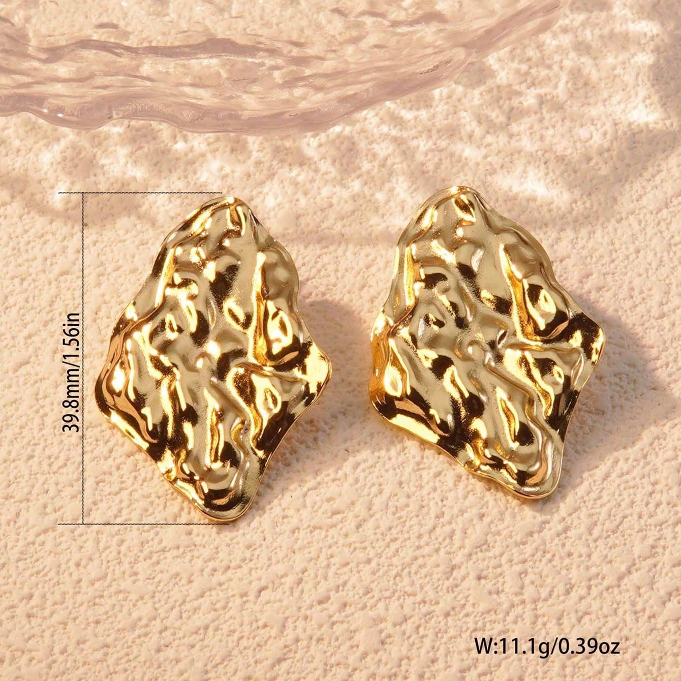 Elegant Gold Plated Stainless Steel Leaf Earrings for Women
