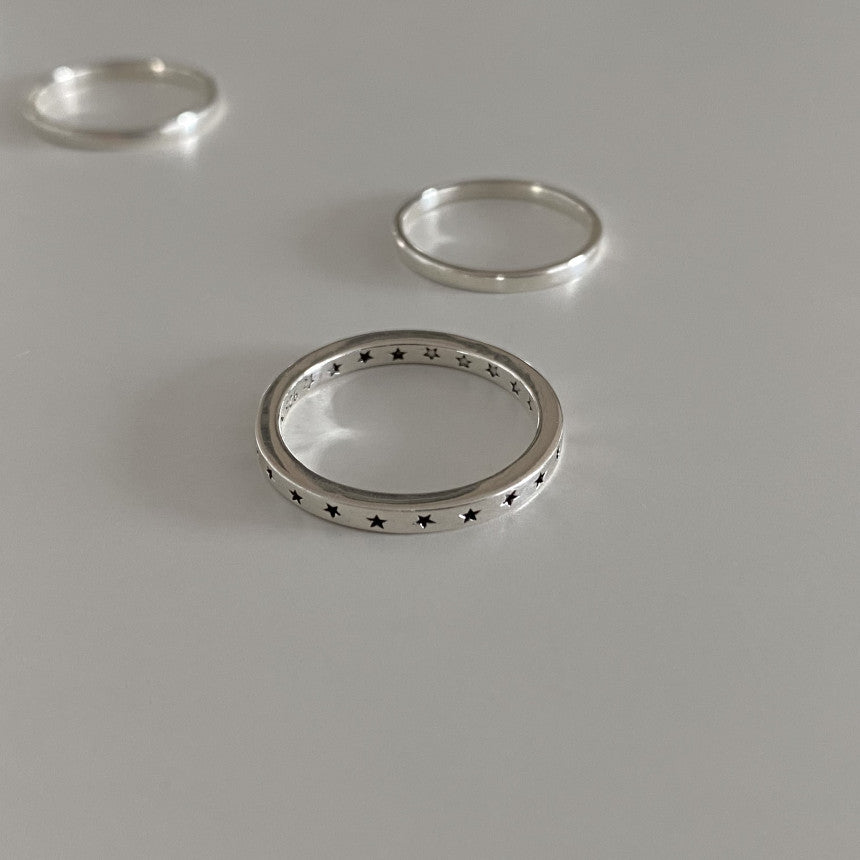 Anillo minimalista de plata de ley 925 con estrella, acabado vintage, abierto y ajustable, joyería para mujer