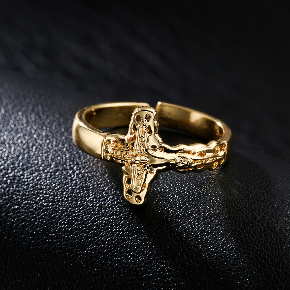 Anello Aperto Geometrico Minimalista in Rame Placcato Oro 18K, Unisex