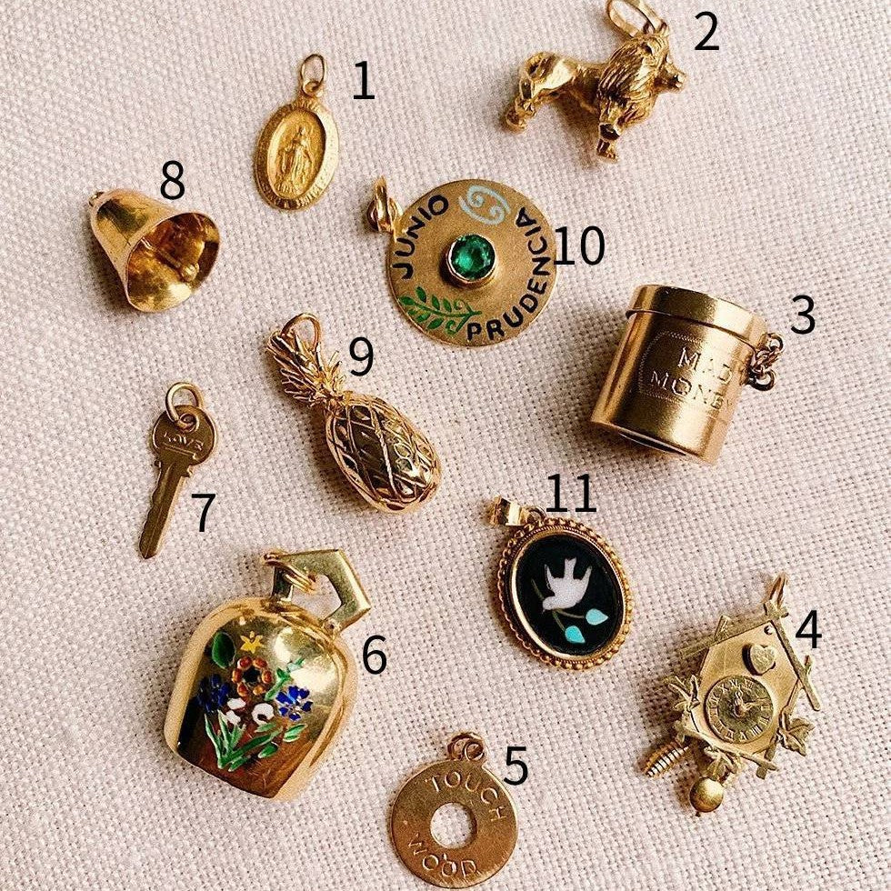 Vintage Luxury 18K Gold Plated Drip Oil Brass Pendant Stainless Steel Charm Bar for Women