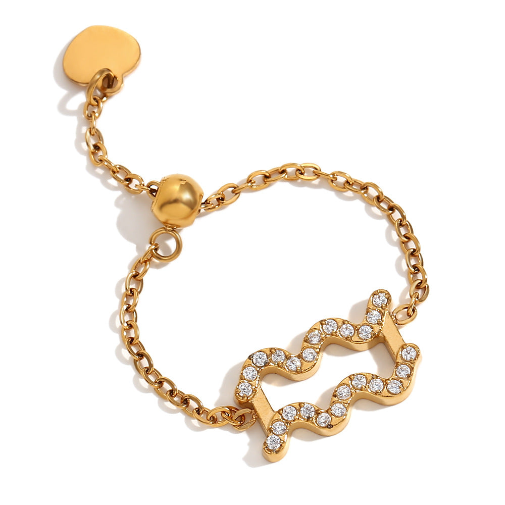 Collana con ciondolo a tema zodiacale in acciaio inossidabile placcato oro 18 carati e cordino regolabile da donna