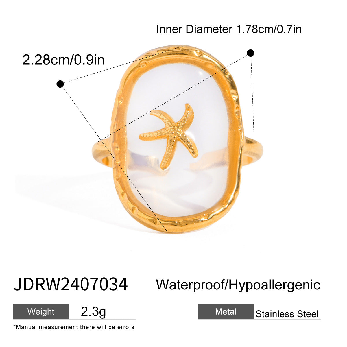 Anillo Geométrico de Acero Inoxidable con Incrustaciones de Piedra Natural Chapado para Mujer Joyería Moderna y Elegante