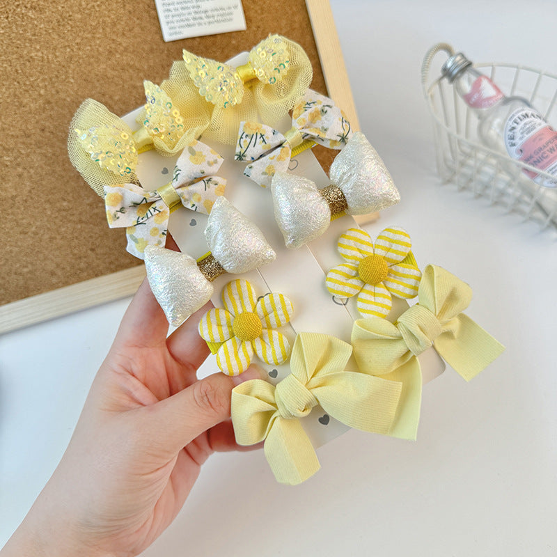 Lindas pinzas para el cabello de niña con forma de lazo y estampado floral hechas de tela de tul para trajes estilo Hanfu