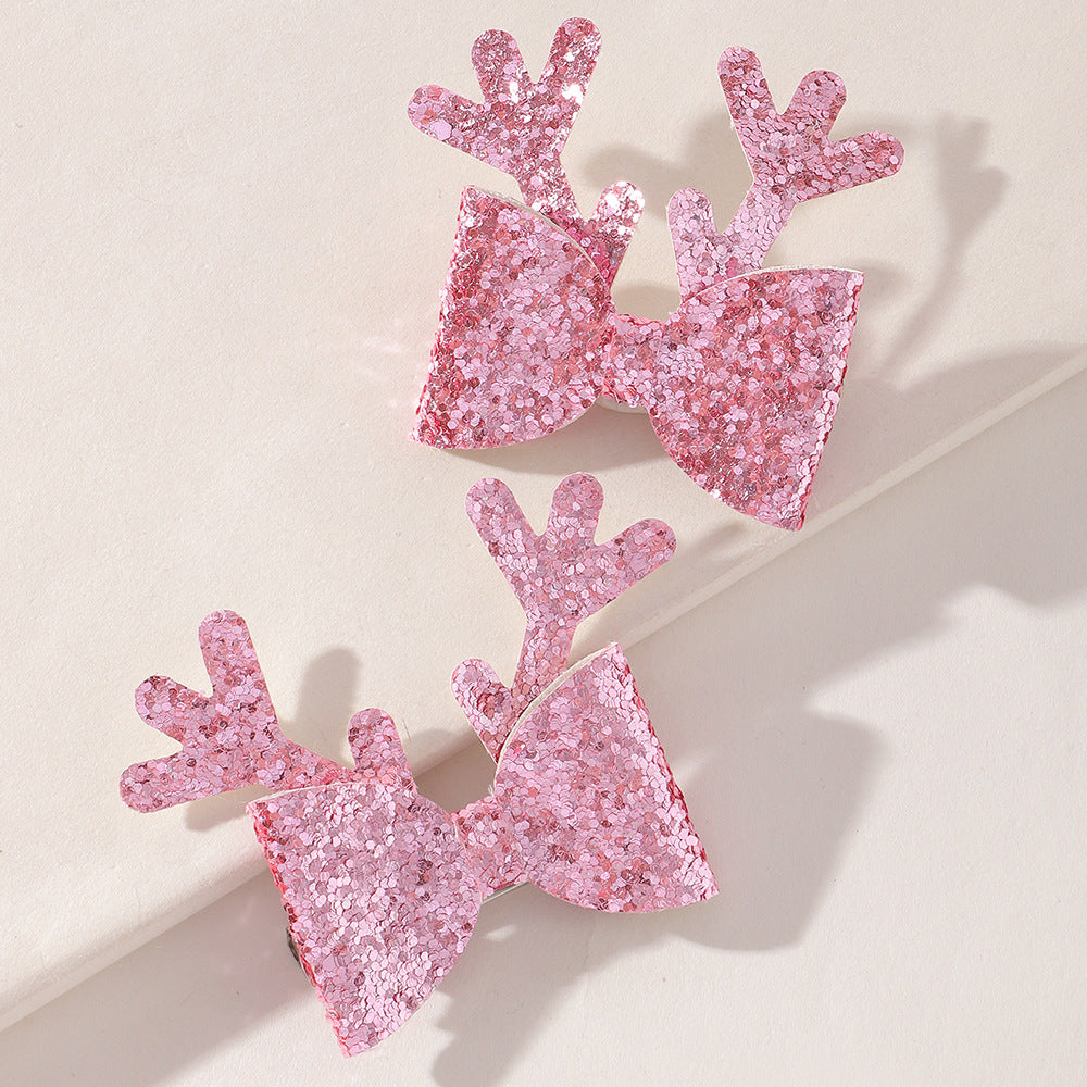 Set di Fermagli per Capelli Fatti a Mano a Forma di Fiocco per Bambine con Design a Orecchie di Cervo e Finitura Glitterata, Accessori per Capelli in Tessuto per Bambini dai 6 ai 10 Anni