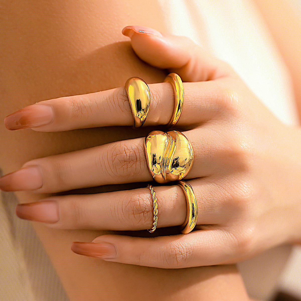 Minimalist Geometric Alloy Plated Ring for Women