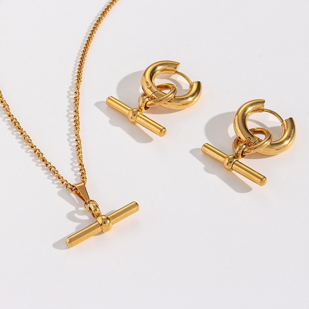 Collana a catena cubana in acciaio inossidabile geometrica minimalista con finitura galvanizzata da donna