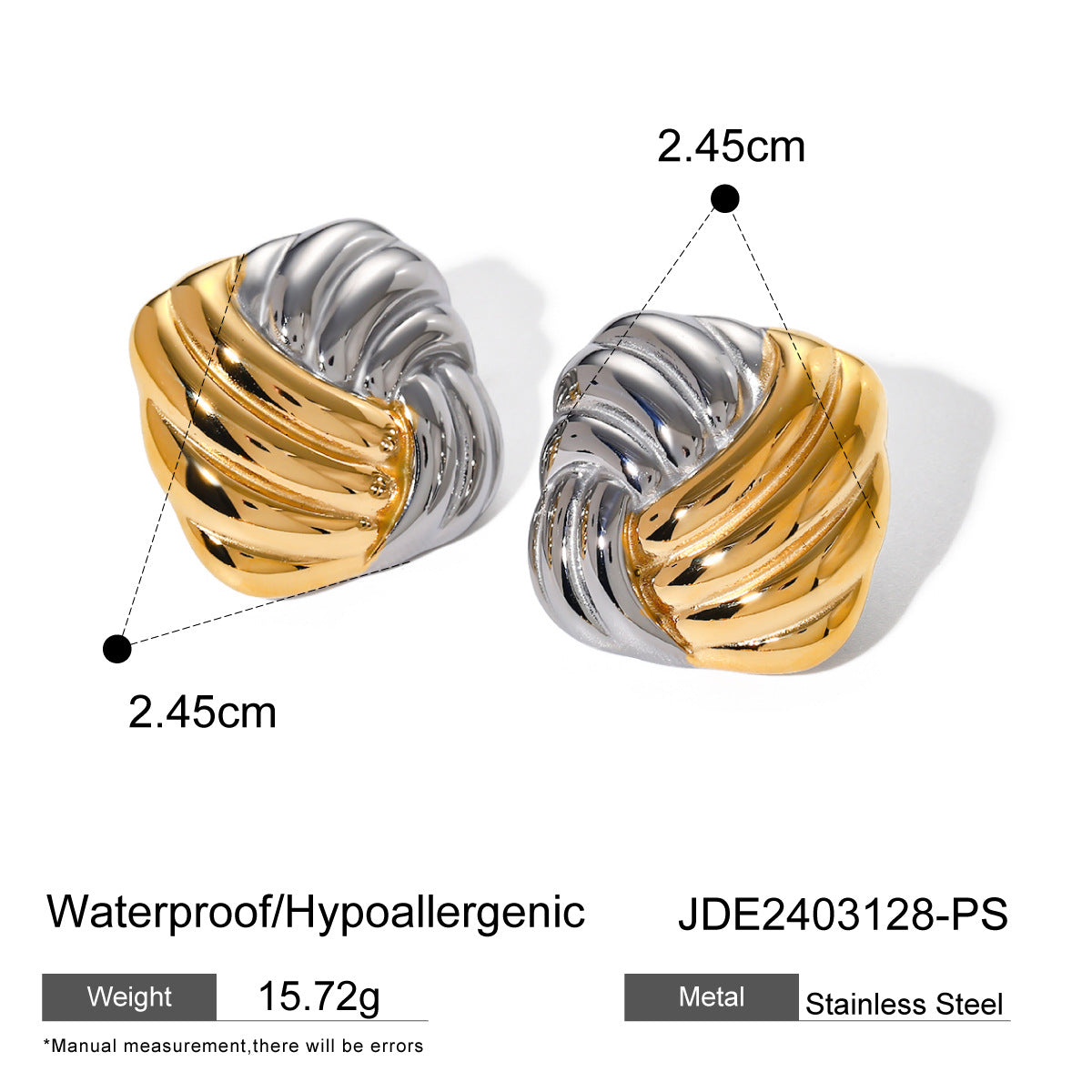 Geometric Triangle Stainless Steel Plated Stud Earrings for Women