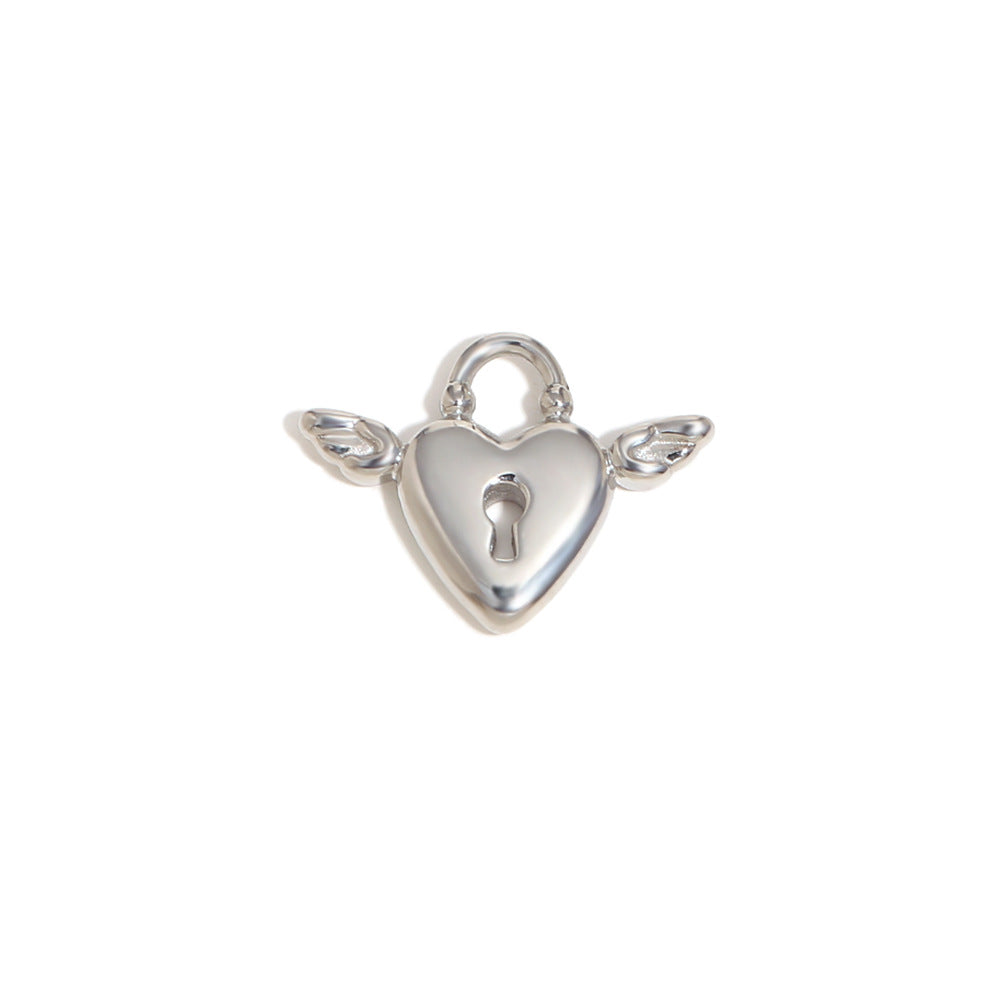 Fashionable Angel Key Heart Pendant in Stainless Steel with 18K Gold Plating for Women