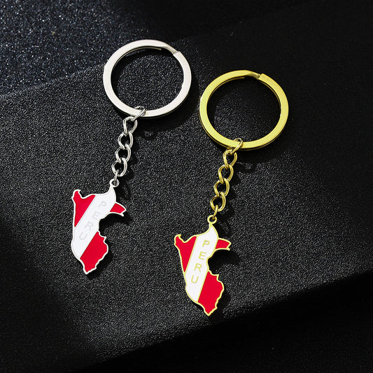 Ethnic Style Heart-Shaped Enamel Titanium Steel Keychain Pendant for Men and Women