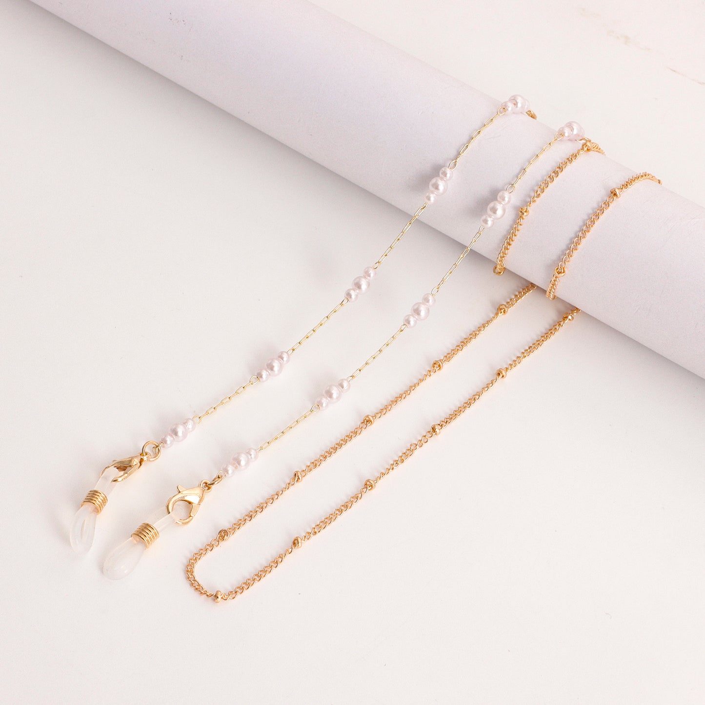 Evil Eye Imitation Pearl Alloy Mask Chain and Eyeglass Chain