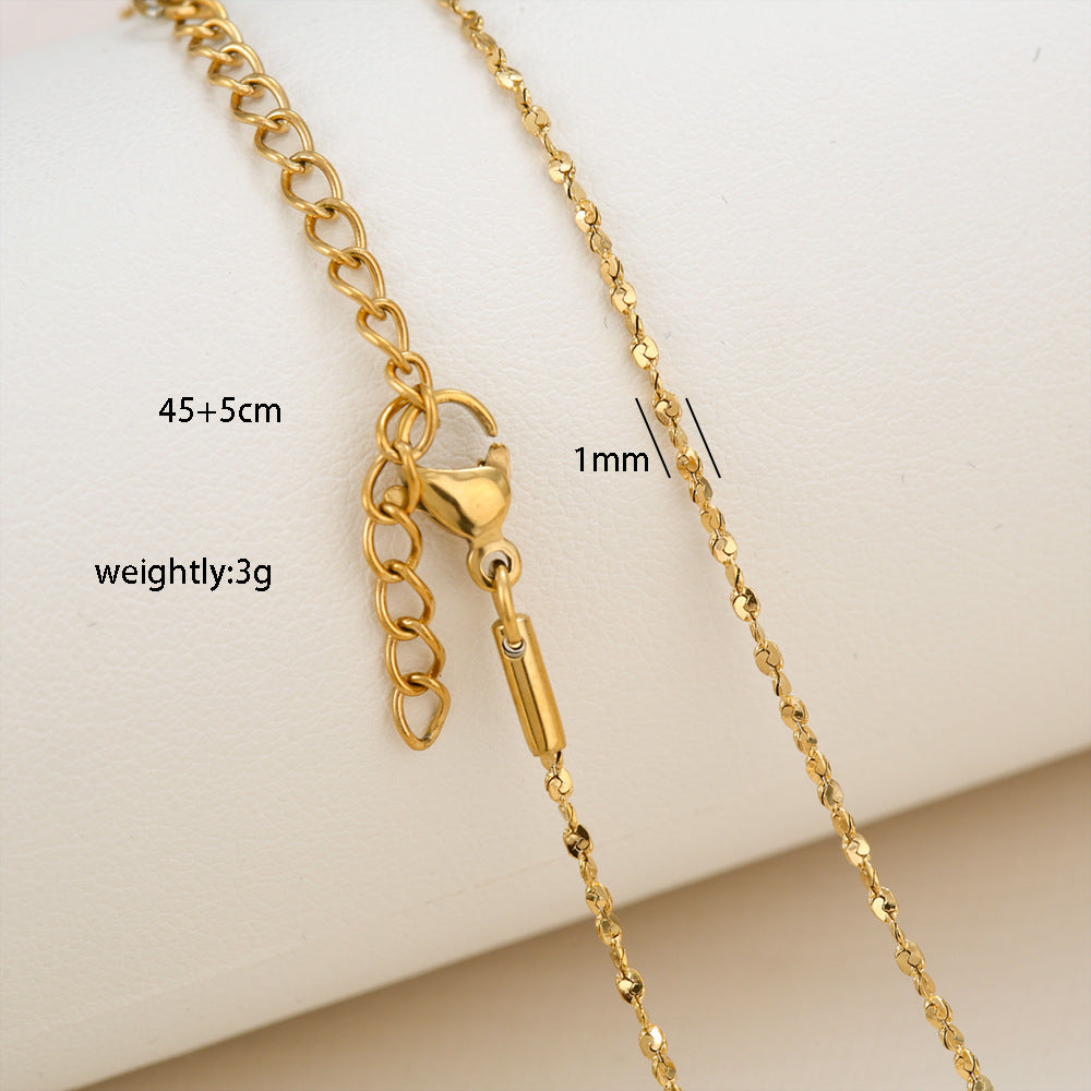 Collana Minimalista Unisex con Catenina Box in Acciaio Inossidabile Placcato Oro 18K