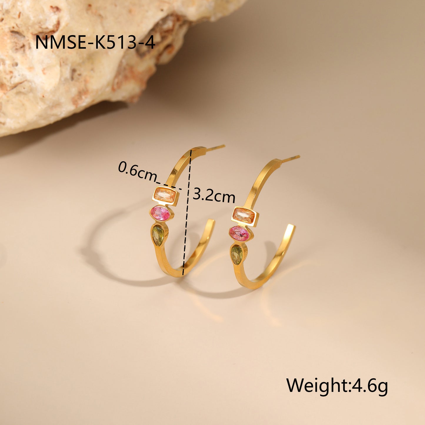 Set di collana geometrica in acciaio inossidabile con placcatura in oro 18 carati e inserti in zircone, da donna
