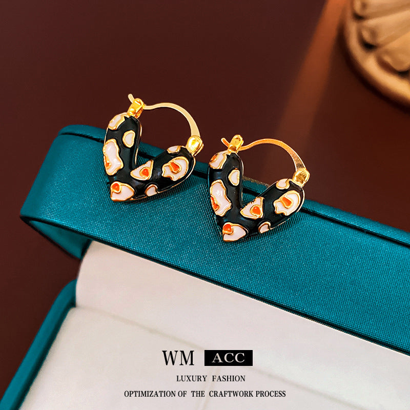 Pendientes redondos geométricos estilo vintage con acabado esmaltado en cobre y postes de plata de ley 925 para mujer