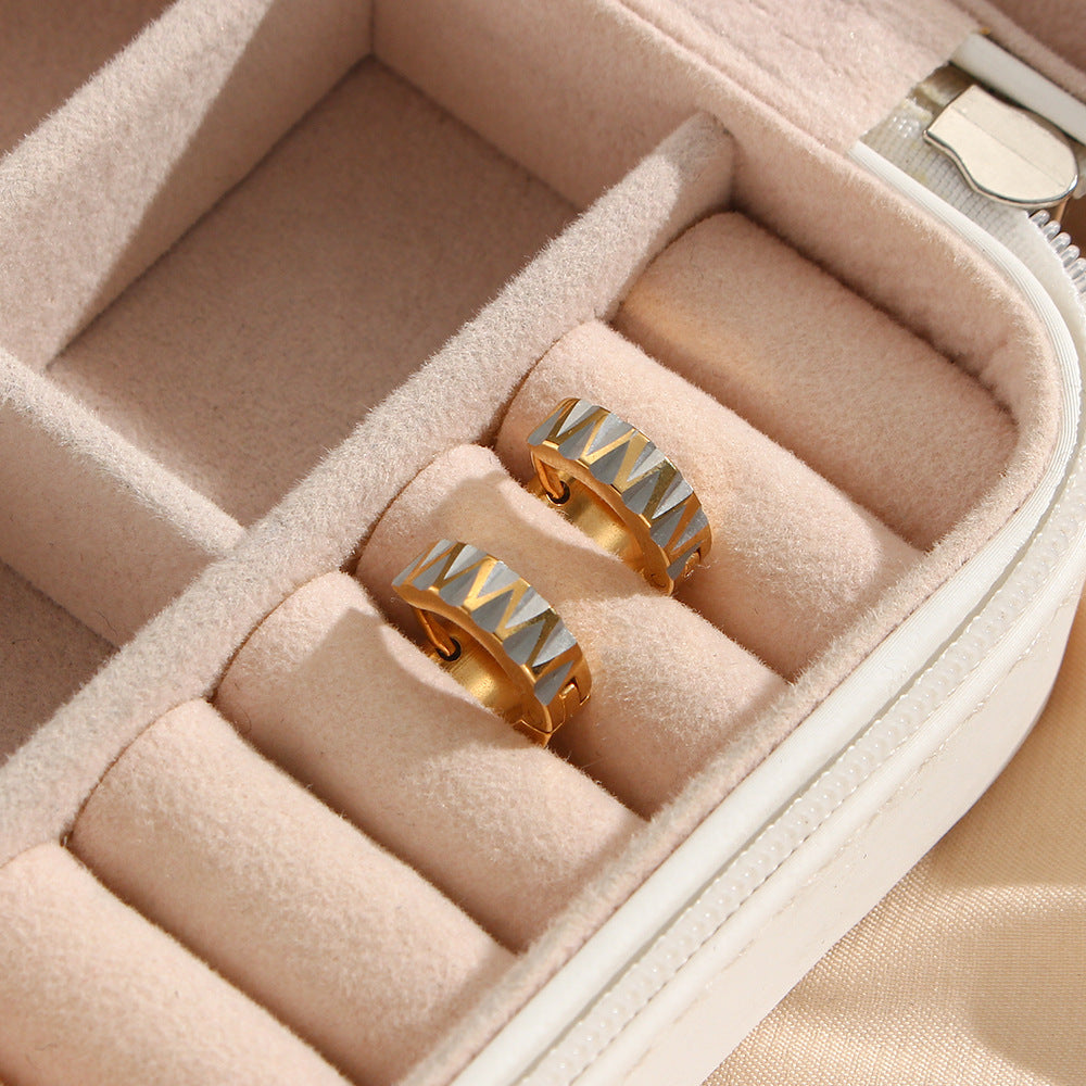 Minimalist Square Zirconia Earrings in Stainless Steel with 18K Gold Plating for Women
