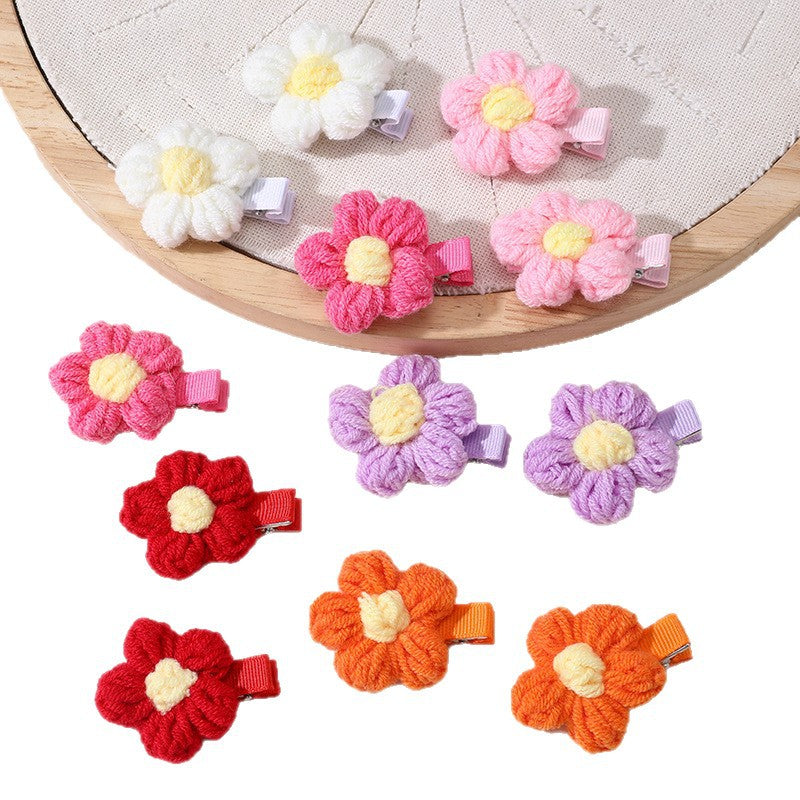 Natural Style Bow-Shaped Hair Clip for Girls Made of Polyester with Floral Pattern and Ruffled Mesh Detail