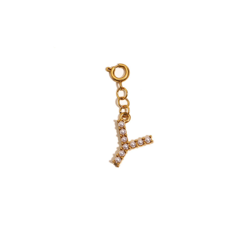 Barretta con Ciondolo a Lettera o Numero in Acciaio Inossidabile Placcato Oro 18K Minimalista da Donna