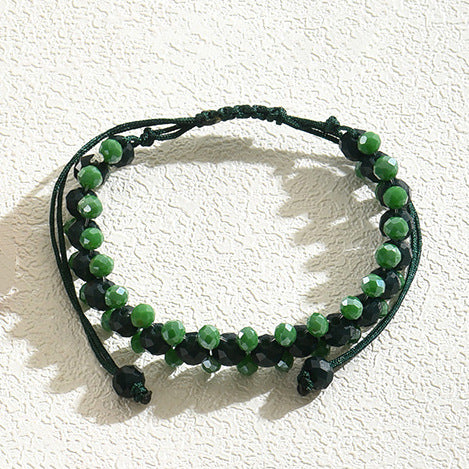 Pulsera geométrica de cuentas para mujer con detalles de cristal multicolor, pulsera ajustable de varias capas