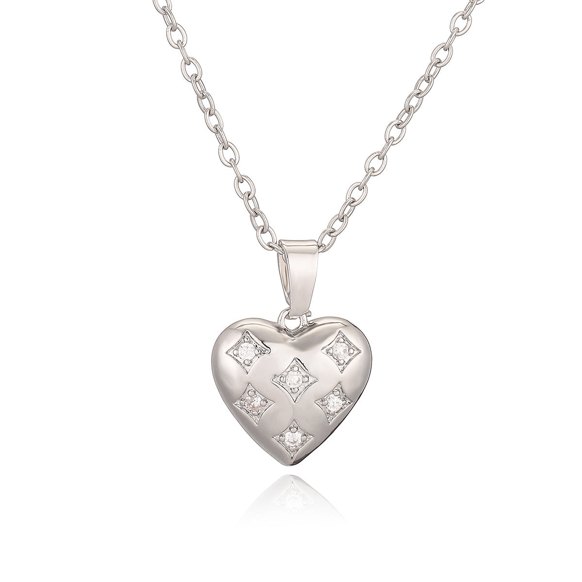 Minimalist Heart-Shaped Copper Pendant Necklace with Gold Plating and Zircon Accents for Women