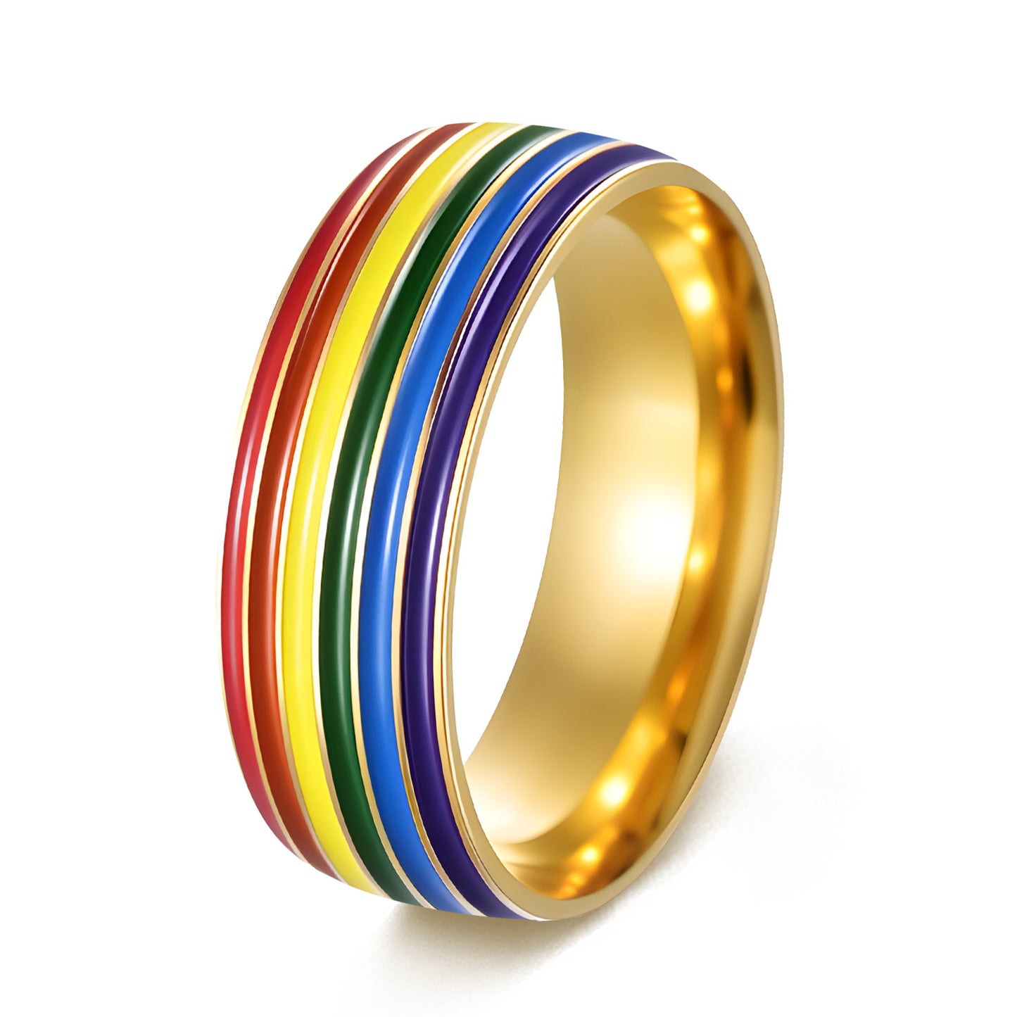 Anillo de acero inoxidable unisex con goteo geométrico de aceite
