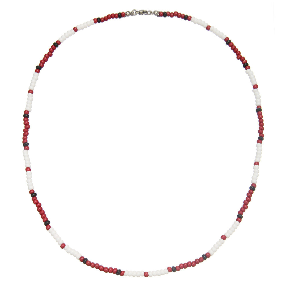 Bohemian Style Geometric Beaded Necklace for Men in Stainless Steel with O-Chain