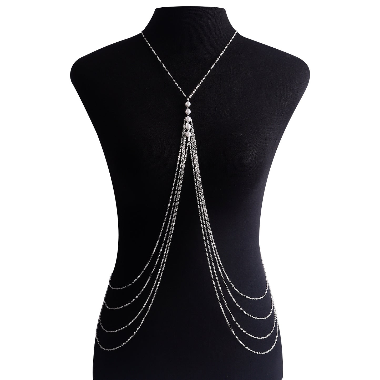 Punk Casual Exaggerated Sexy Multi-Layer Imitation Pearl Body Chain for Women