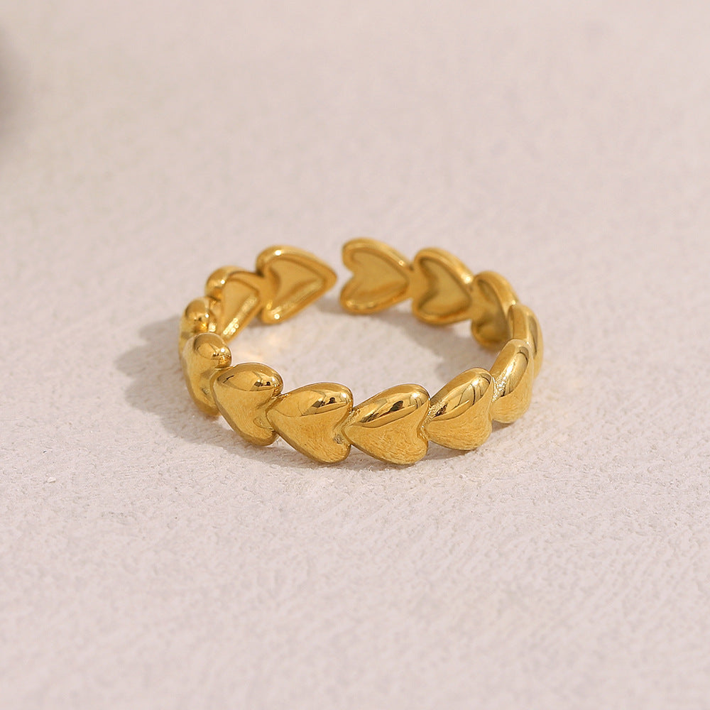 Anello Minimalista Elegante a Forma di Cuore in Acciaio Inossidabile Placcato Oro 18K da Donna