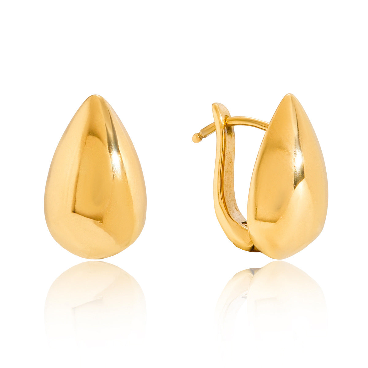 Pendientes de Acero Inoxidable con Forma de Gota de Agua Minimalista con Acabado Chapado para Mujer