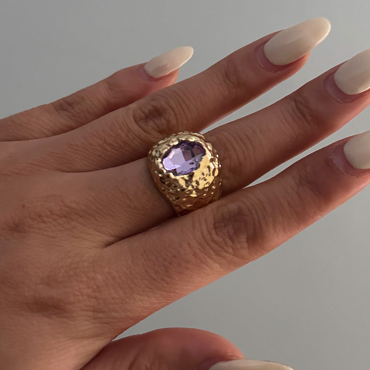 Vintage Geometric Ring with Alloy Base and Acrylic Rhinestone Inlay, Electroplated Finish for Women
