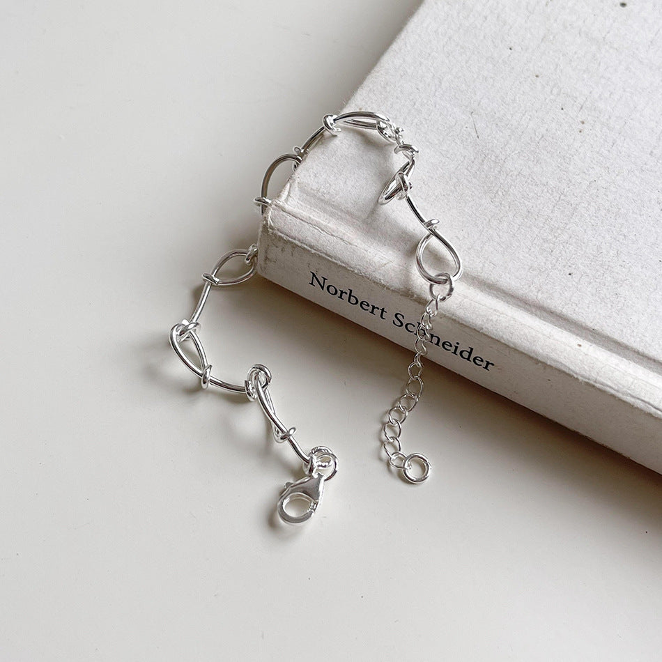 Bracciale da donna in argento sterling 925 intrecciato geometrico unico