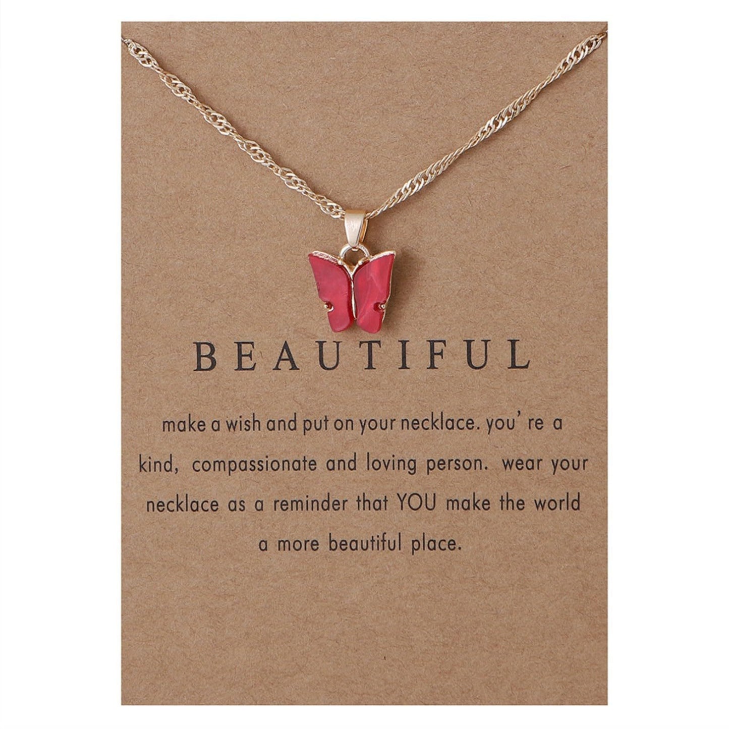 Sweet Minimalist Butterfly Acrylic Pendant Necklace for Women