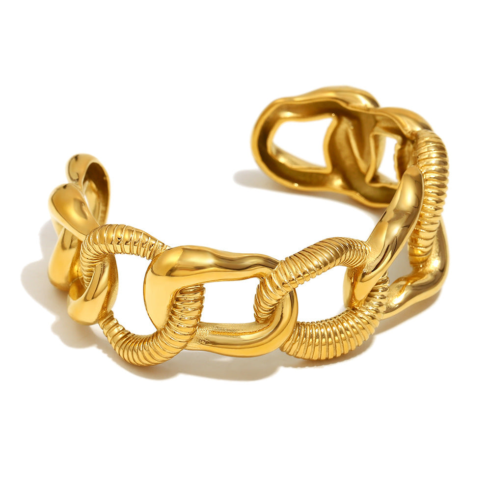 Bracciale a Fiore da Donna in Acciaio Inossidabile Placcato Oro 18K a Goccia Minimalista con Catena a Maglie Audaci