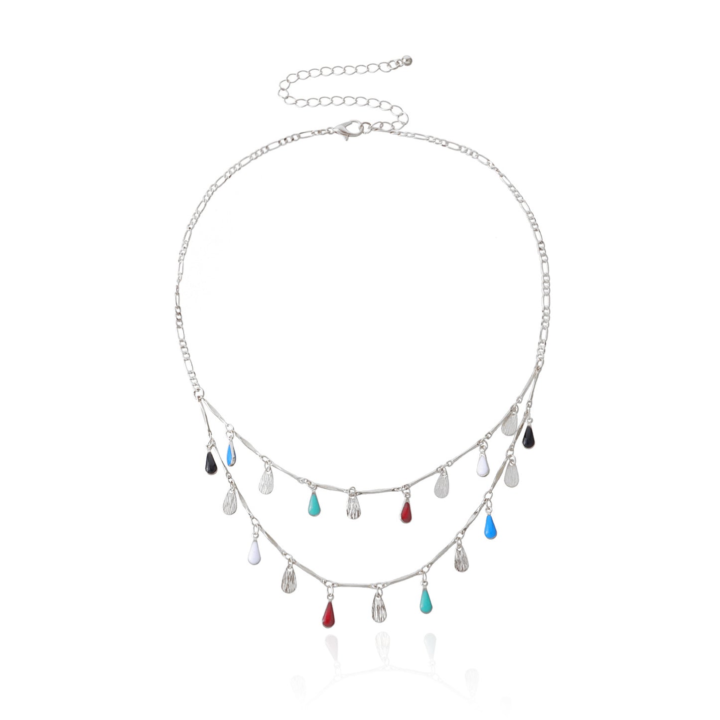 Minimalist Geometric Teardrop Pendant Necklace for Women Alloy Straight Tube Chain