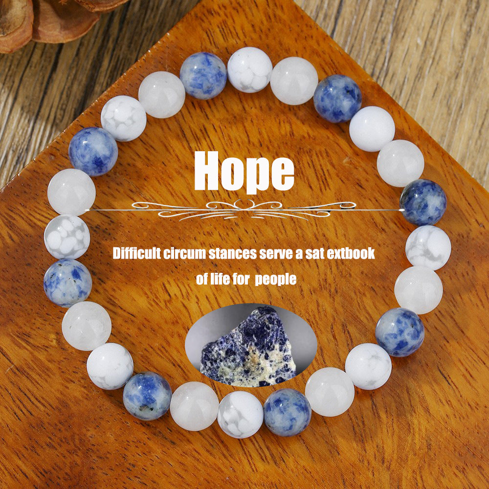 Natural Gemstone Geometric Round Beaded Bracelet Unisex