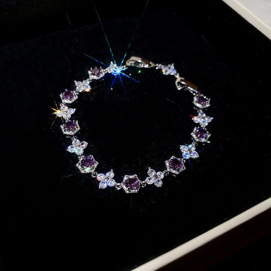 Elegant Gold Plated Brass Butterfly Floral Cubic Zirconia Bracelet for Women